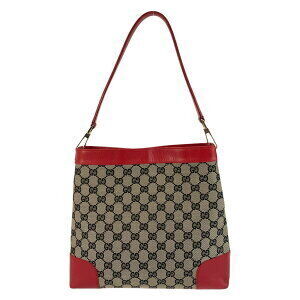 Gucci Tan GG Red Beige Leather Canvas Bag Shoulder
